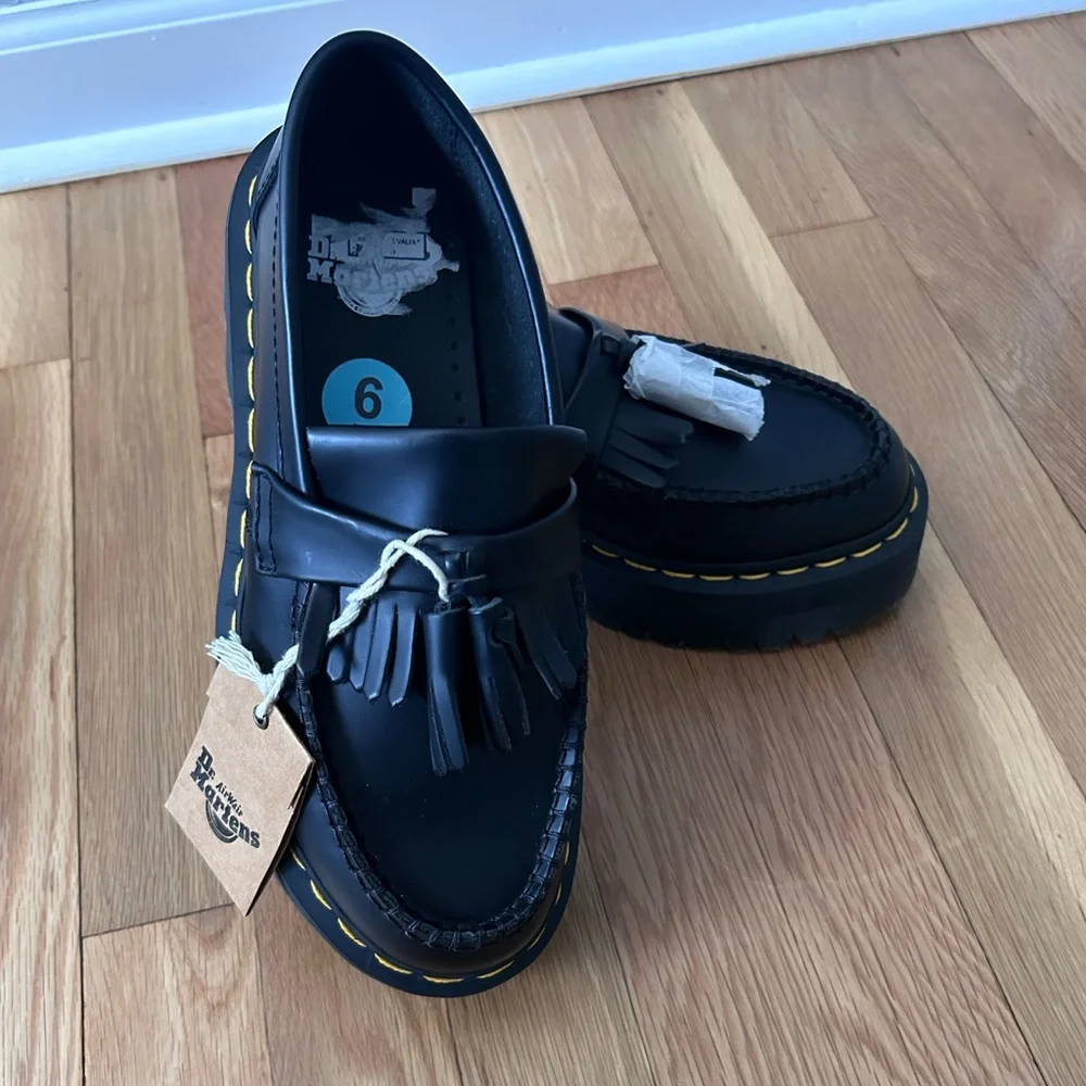 New Dr. Martens Unisex Adrian Quad Leather Platform Loafers Size 5L / 4M